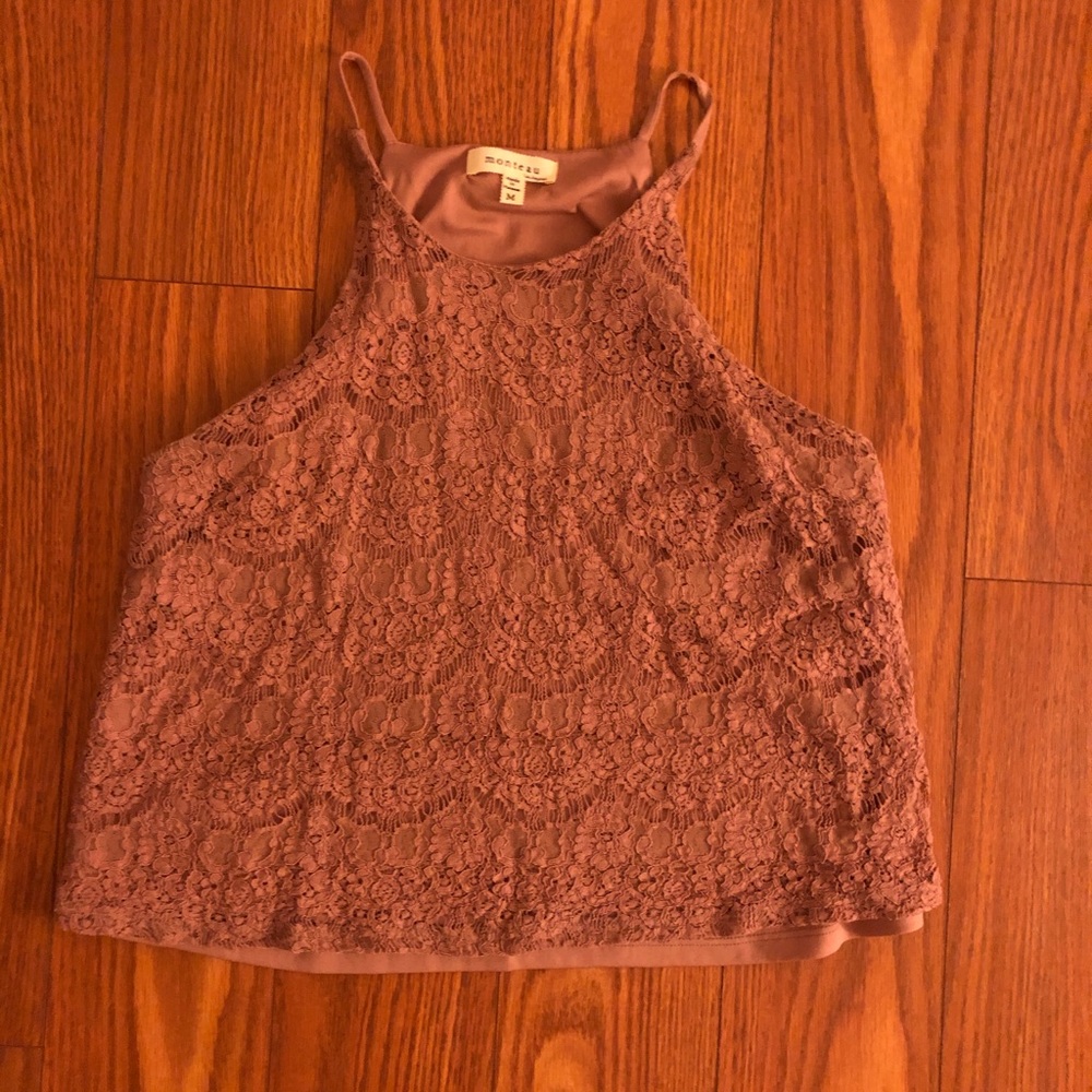 Rose lace tank